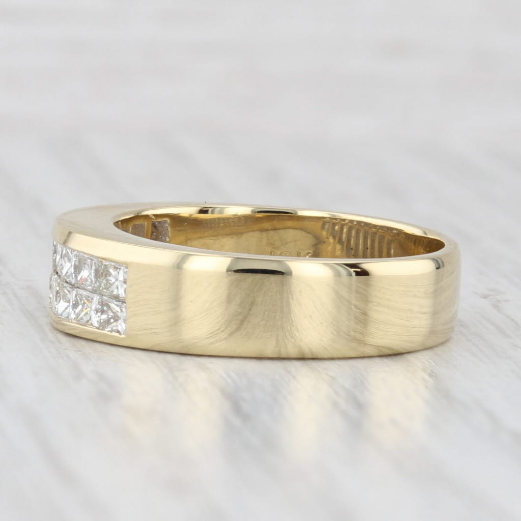 Light Gray 1ctw Princess Channel Set Diamond Wedding Band 18k Gold Anniversary Ring
