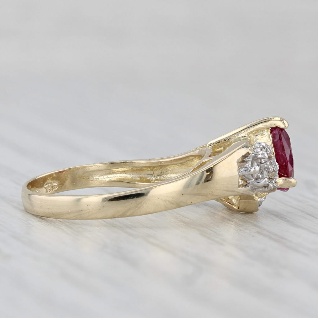 Gray 0.96ctw Pear Ruby Diamond Ring 14k Yellow Gold Size 6.75