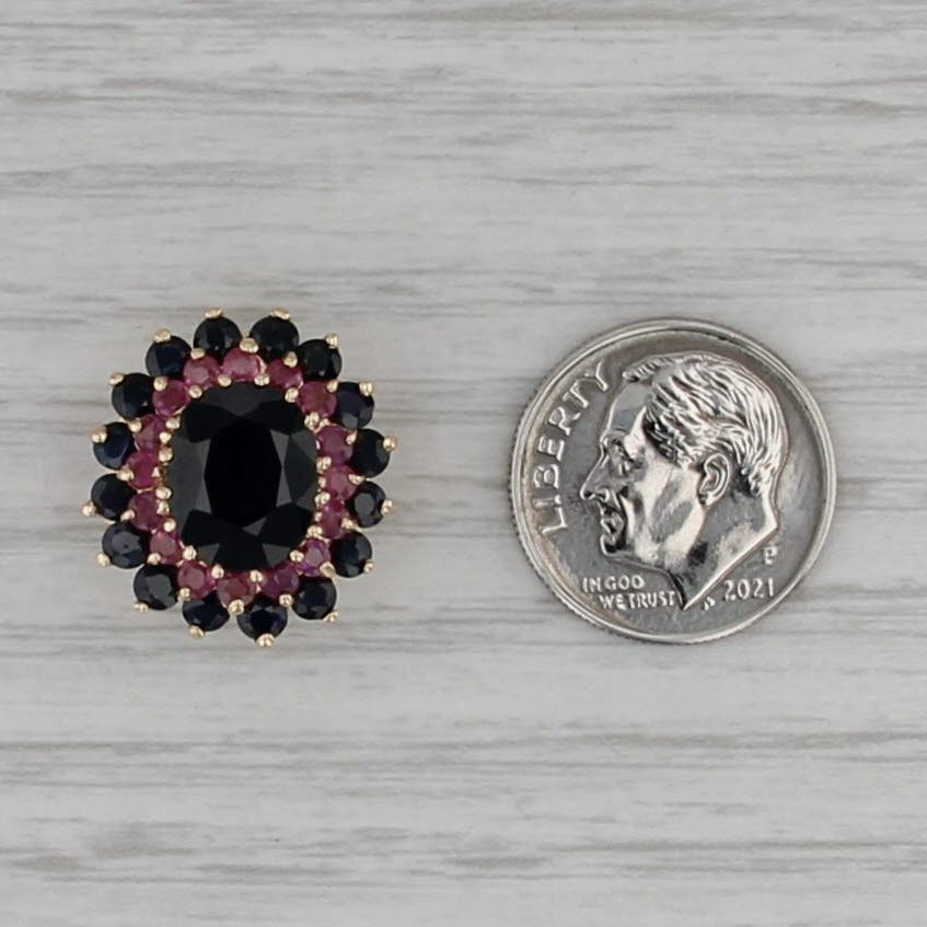 5ctw Black Sapphire Ruby Flower Pendant Slide Charm 14k Yellow Gold