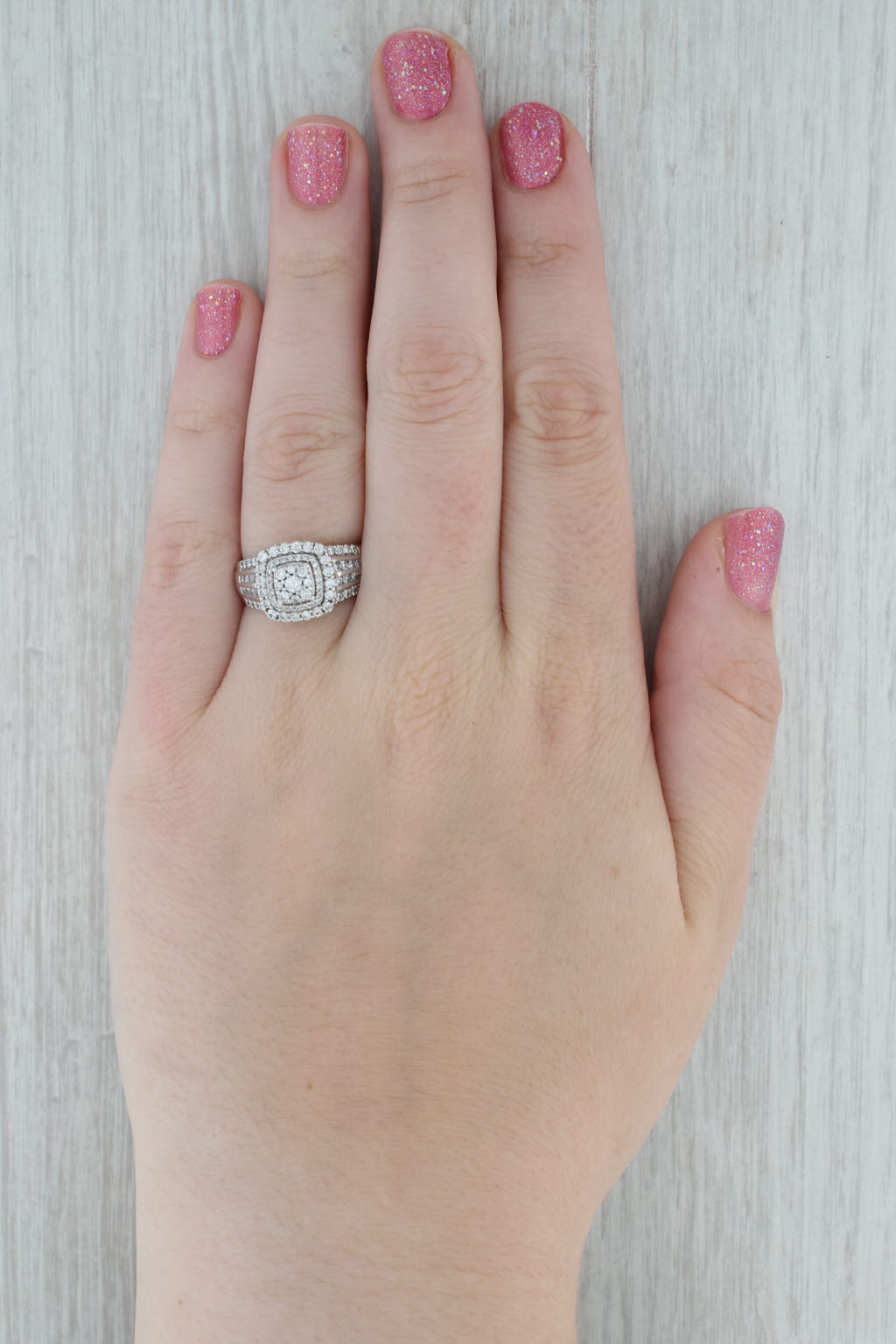 Dark Gray 1ctw Round Diamond Halo Engagement Ring 10k White Gold Size 8