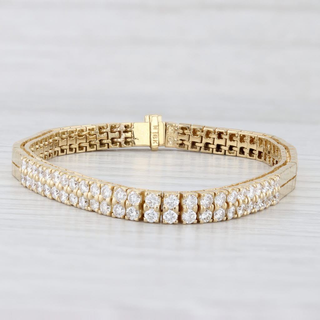 Light Gray 2ctw Diamond Tennis Omega Chain Bracelet 18k Yellow Gold 6.5" 5mm