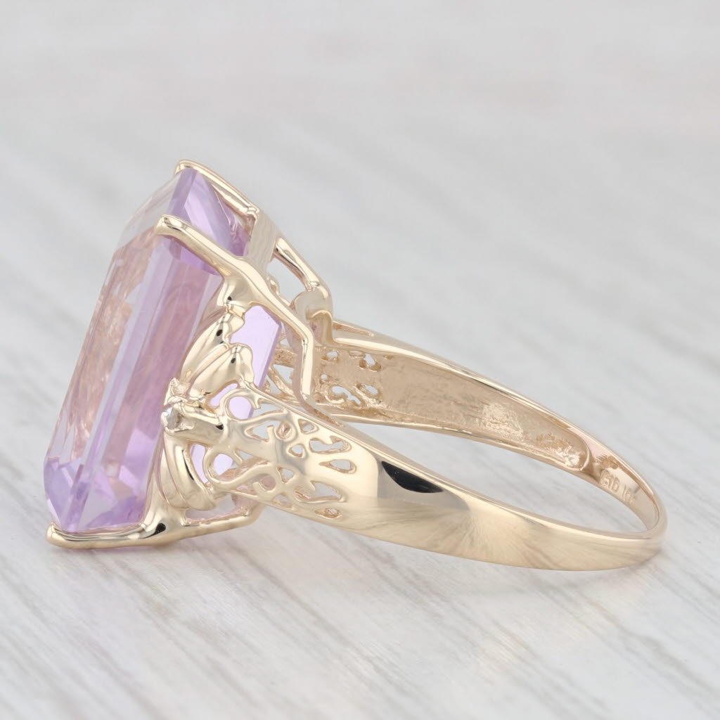 Light Gray 12.02ctw Emerald Cut Amethyst Diamond Ring 10k Yellow Gold Size 8.25 Cocktail