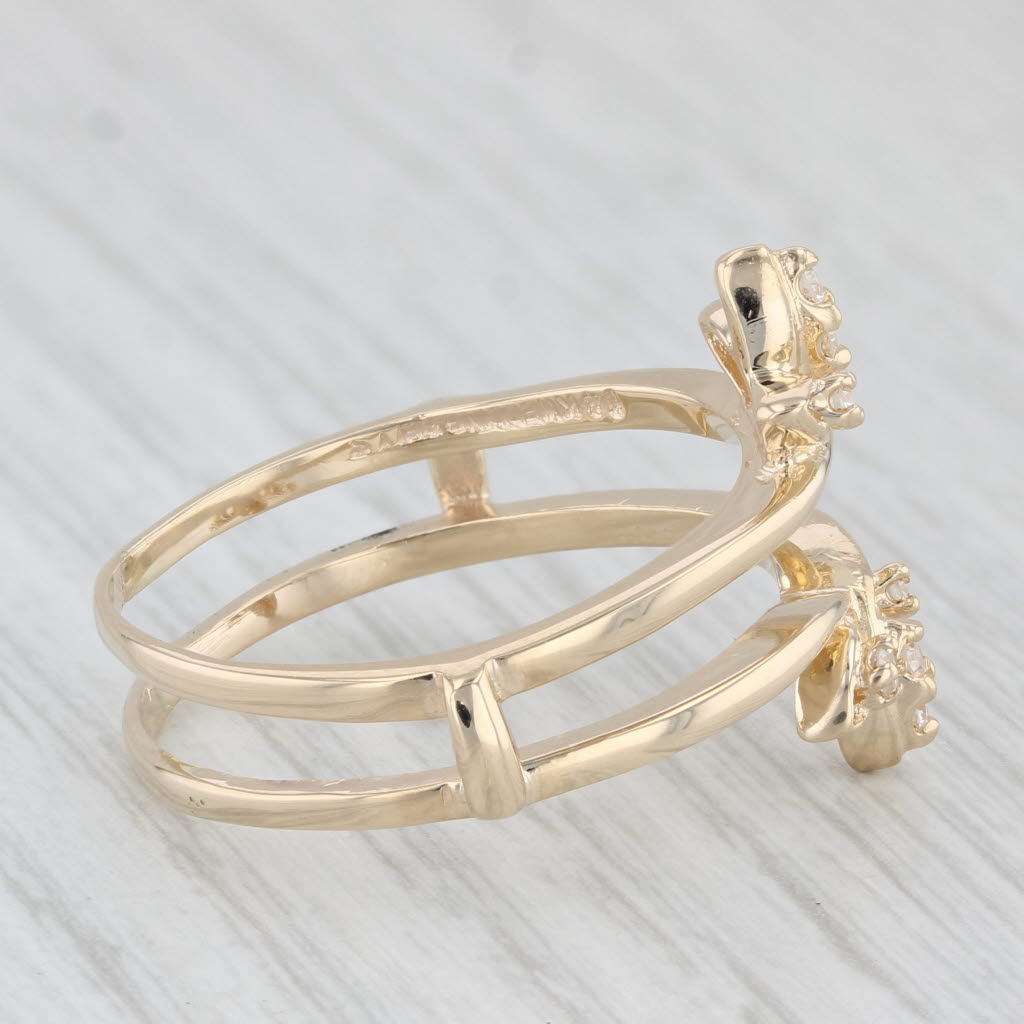 Light Gray 0.12ctw Diamond Ring Jacket Guard 14k Yellow Gold Size 10.75 Bridal