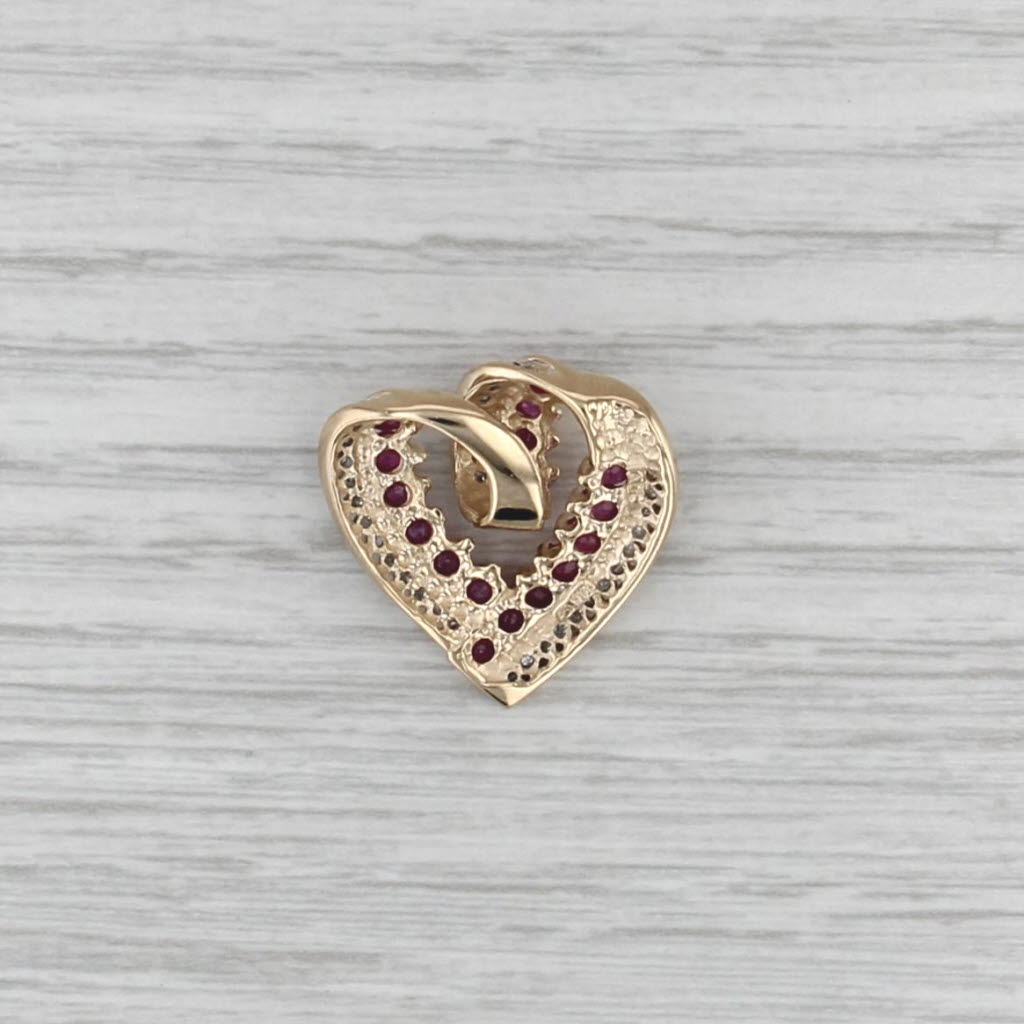 1.50ctw Pink Sapphire Diamond Open Heart Pendant 14k Yellow Gold