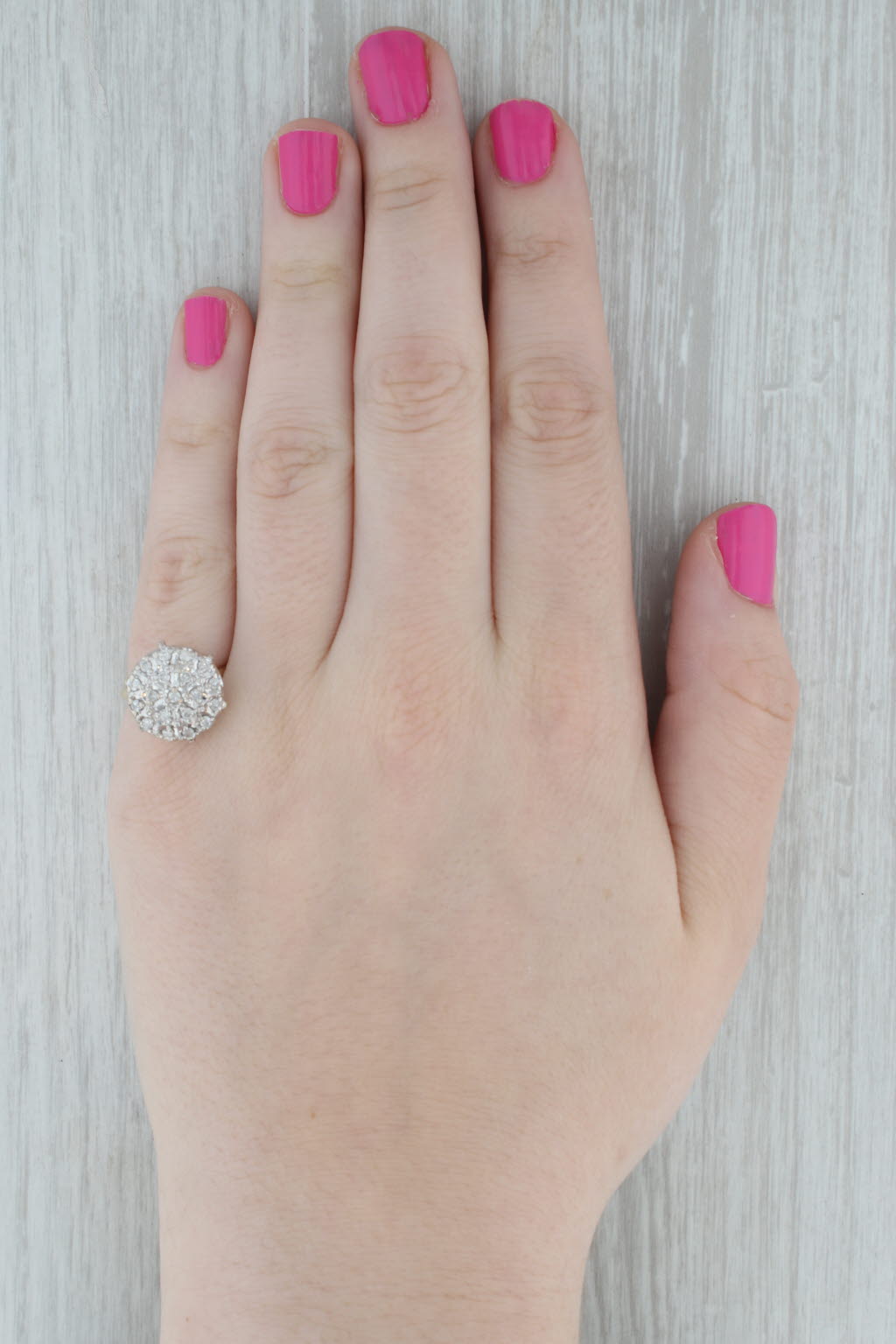 Gray Vintage 0.50ctw Diamond Cluster Engagement Ring 10k White Yellow Gold Size 6.5