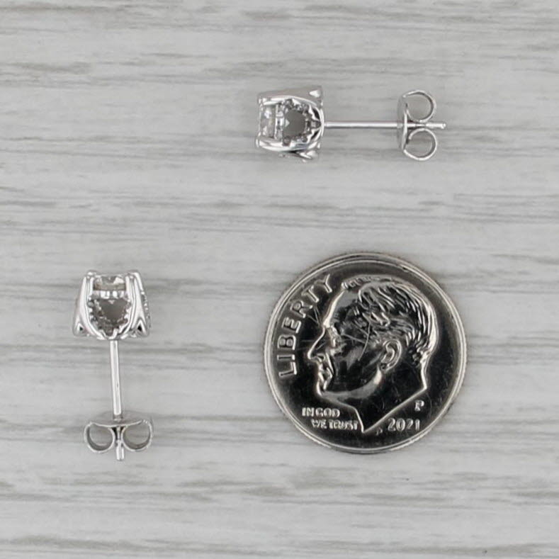 0.90ctw Round Diamond Stud Earrings 14k White Gold Studs