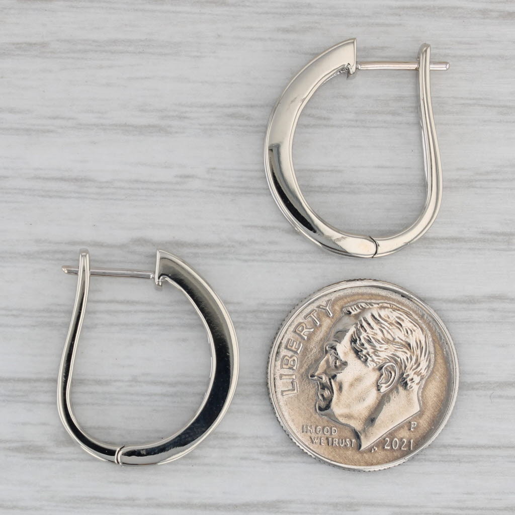Gray 0.50ctw Diamond Hoop Earrings 14k White Gold Snap Lever Back