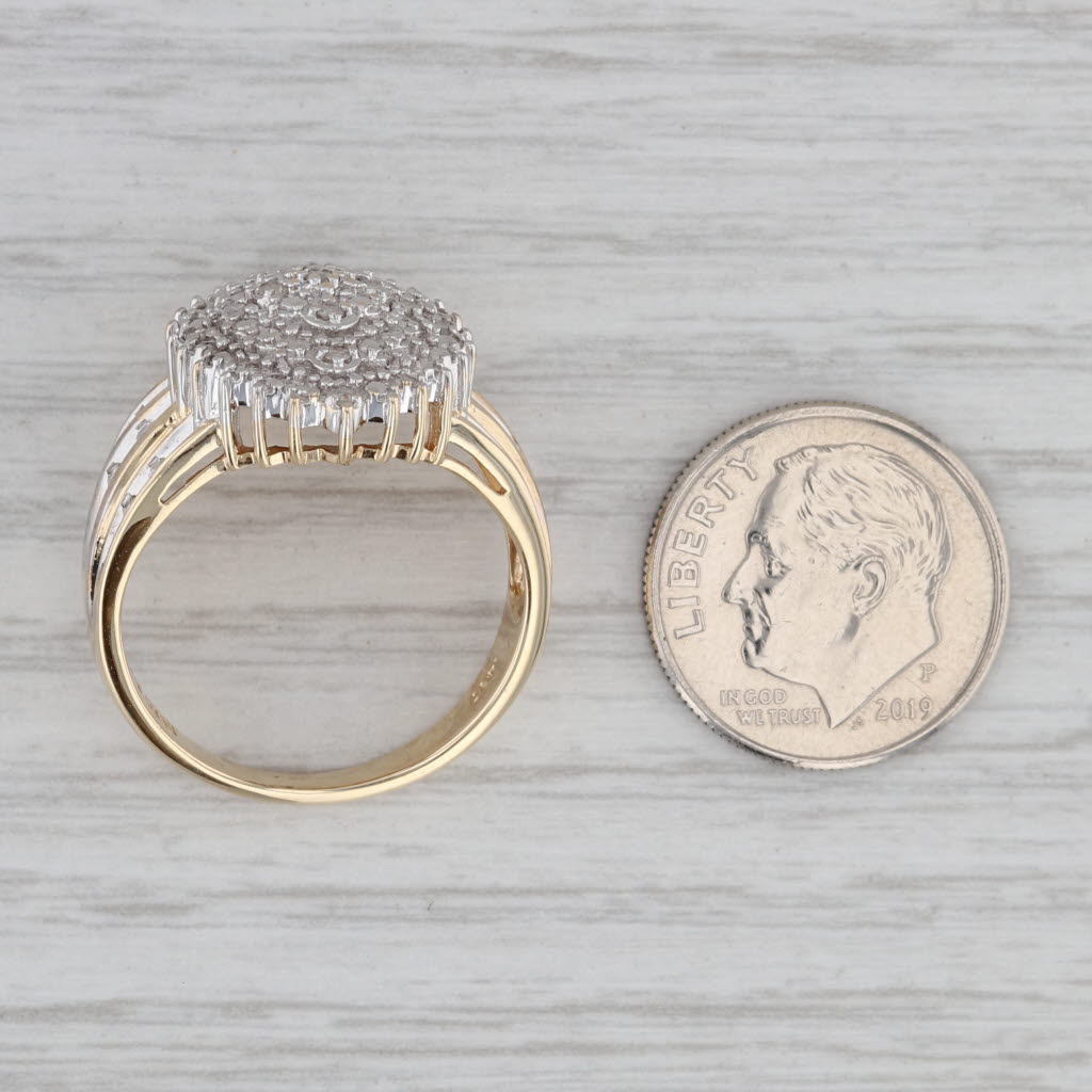 Gray 0.13ctw Diamond Cluster Ring 10k Yellow Gold Size 9 Cocktail