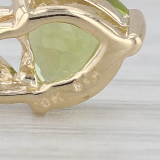 0.24ct Peridot Heart Diamond Pendant 10k Yellow Gold Small Drop