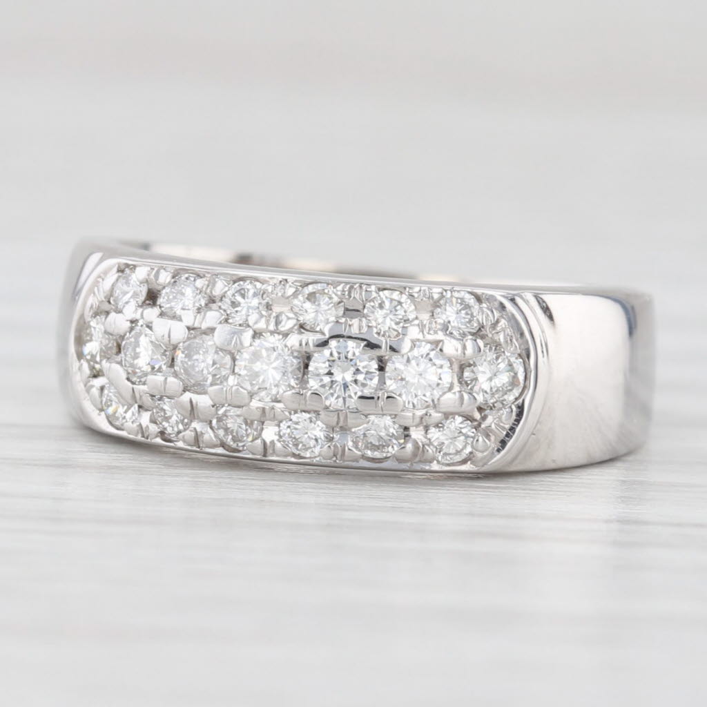 Light Gray 0.47ctw Diamond Wedding Band 14k White Gold Size 5.5 Stackable Ring