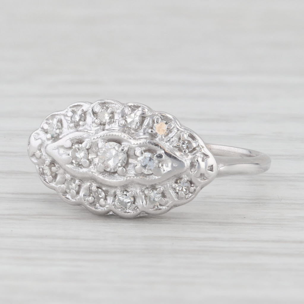 Light Gray 0.15ctw Diamond Princess Ring 14k White Gold Size 6.25 Vintage
