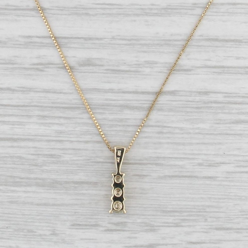 0.21ctw Round 3-Stone Journey Pendant Necklace 14k Yellow Gold 17.75" Box Chain