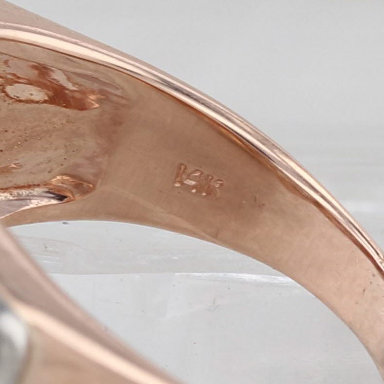 Retro 1.40ctw Diamond Ruby Ring 14k Rose Gold Palladium Cocktail Size 8