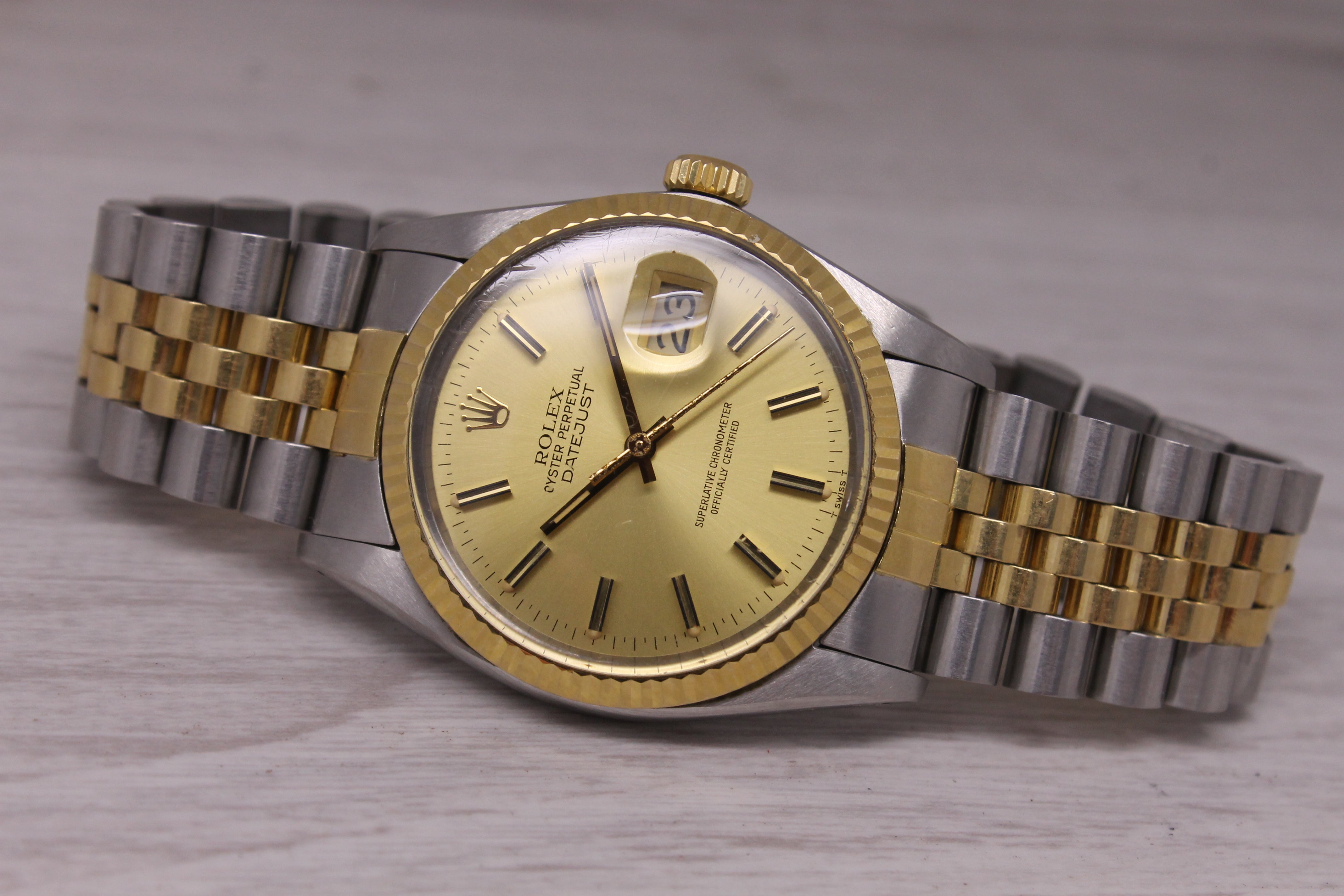 Vintage 1984 Rolex Datejust 16013 Steel & 18k Mens Automatic Watch Original