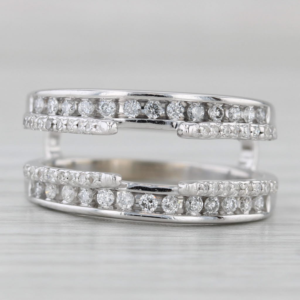 Gray 0.38ctw Diamond Enhancer Jacket Ring Guard 14k White Gold Size 6.75 Bridal