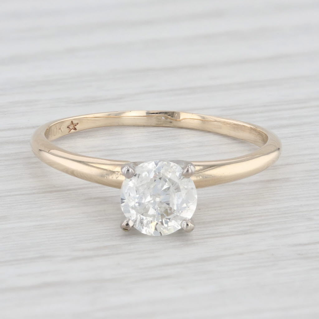 Light Gray 0.85ctw Round Diamond Solitaire Enagement Ring 10k Yellow White Gold Size 8.5