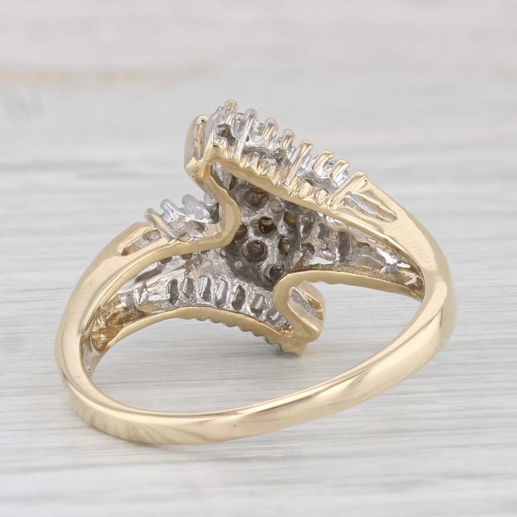 Light Gray 0.60ctw Diamond Cluster Bypass Ring 14k Yellow Gold Size 8.5