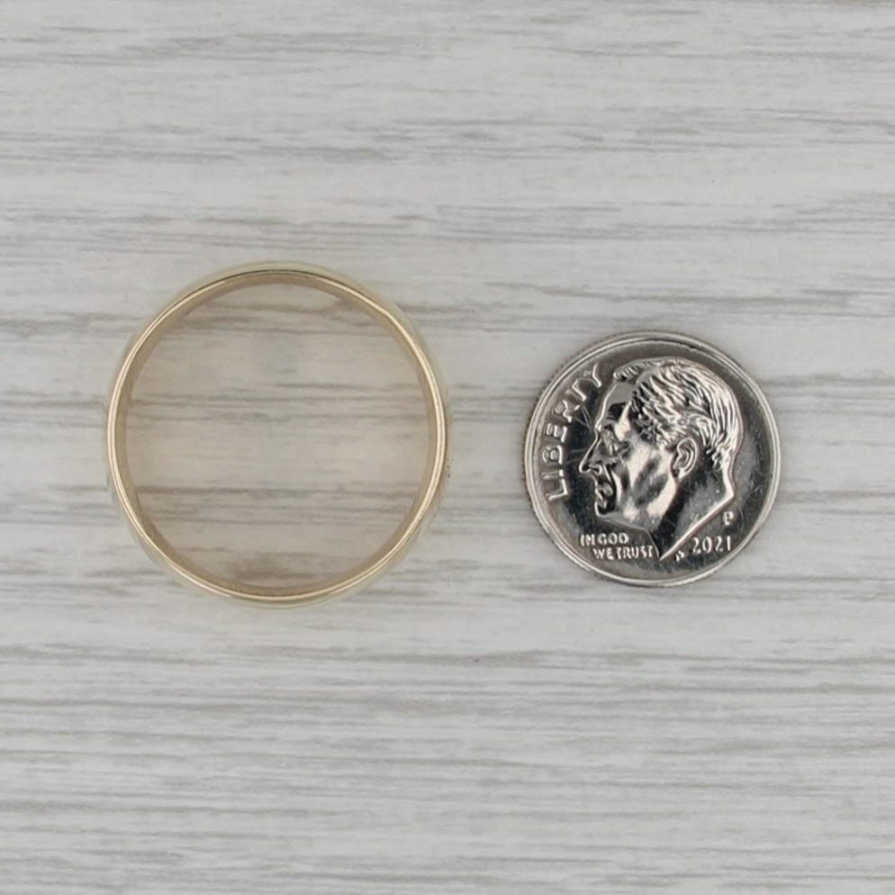 Polished Solid Gold Wide Band Ring 10k Yellow Gold Size 11-11-25 Men's Wedding