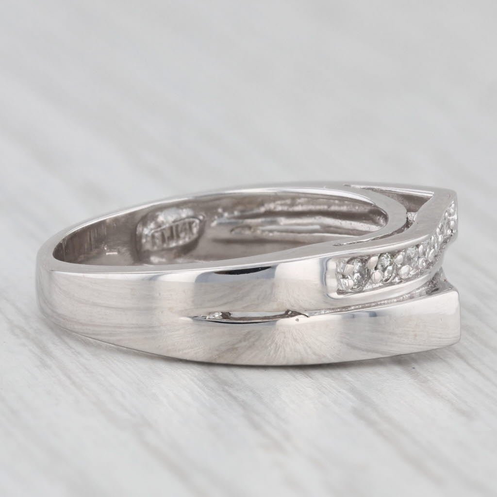 Light Gray Double Diamond Ring 14k White Gold Size 6.25 Stackable Band