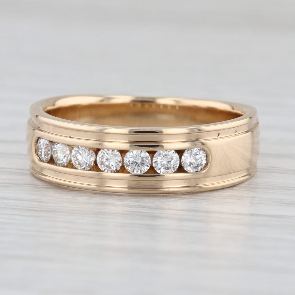 0.42ctw Diamond Men's Wedding Band 14k Yellow Gold Size 9.75-10 Ring