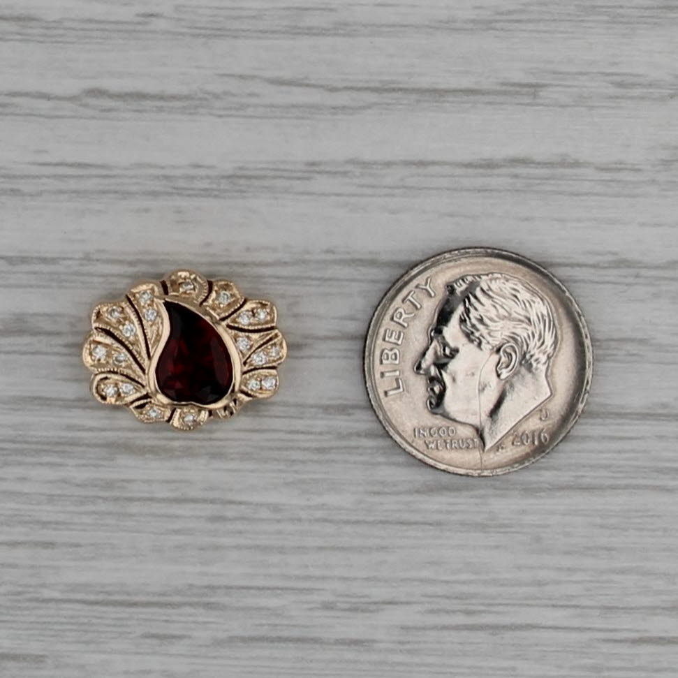 Joshua 1.60ctw Garnet Heart Diamond Slide Bracelet Charm 14k Yellow Gold Vintage