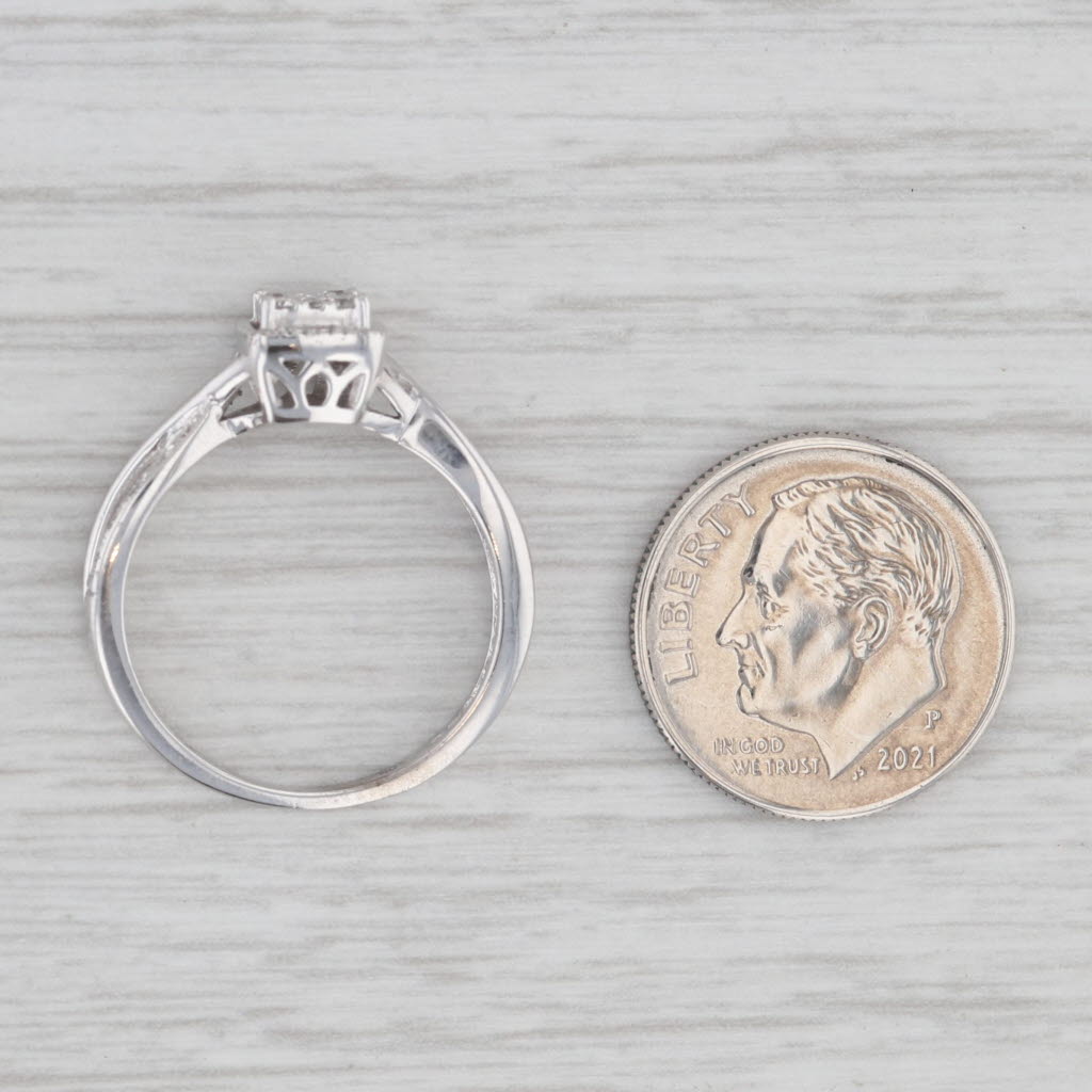 Light Gray 0.15ctw Diamond Halo Engagement Ring 10k White Gold Size 6.5