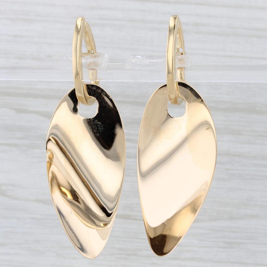Light Gray Mattioli Convertible Dangle Hoop Earrings 18k Yellow Gold Snap Top