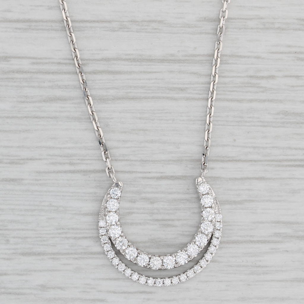 Gray New 0.50ctw Diamond Crescent Moon Pendant Necklace 14k Gold 17-18" Cable Chain