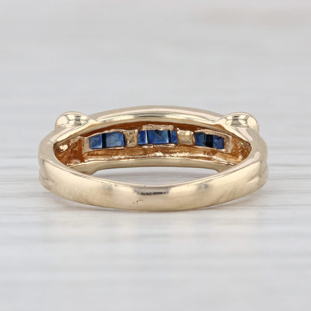 0.26ctw Blue Sapphire Ring 14k Yellow Gold Stackable Wedding Band Size 4.5