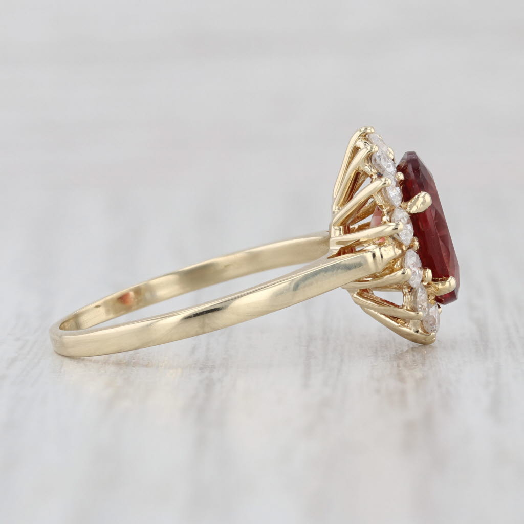 3.05ctw Red Andesine Diamond Halo Ring 14k Yellow Gold Size 9