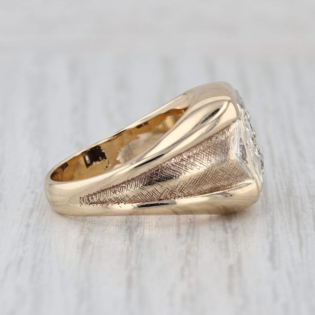 Vintage 0.65ctw Diamond Signet Ring 10k Yellow White Gold Size 10.75