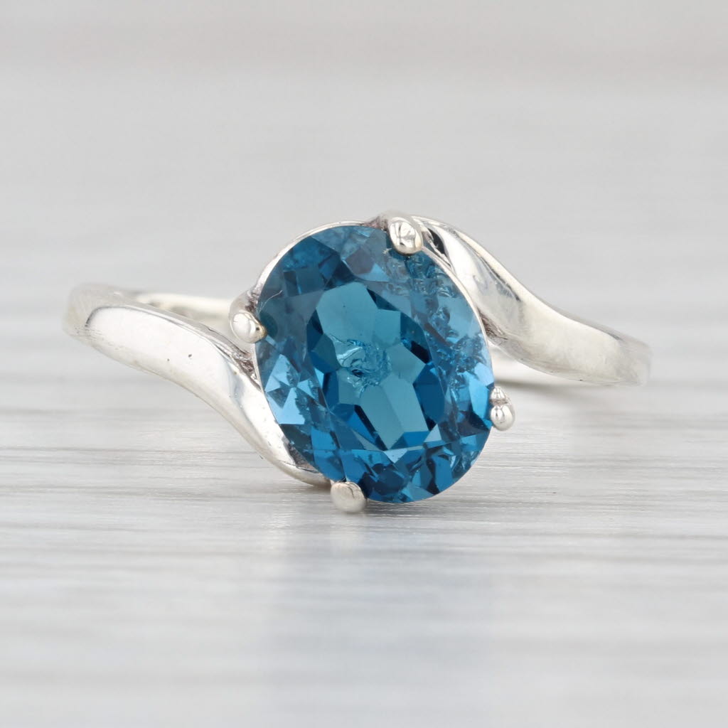 2.23ct London Blue Topaz Bypass Ring Sterling Silver Size 6.75 Oval Solitaire