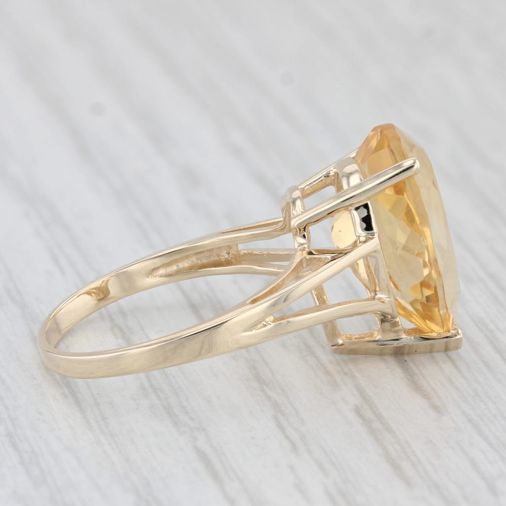 Light Gray 6.86ct Pear Yellow Citrine Solitaire Ring 10k Yellow Gold Size 8