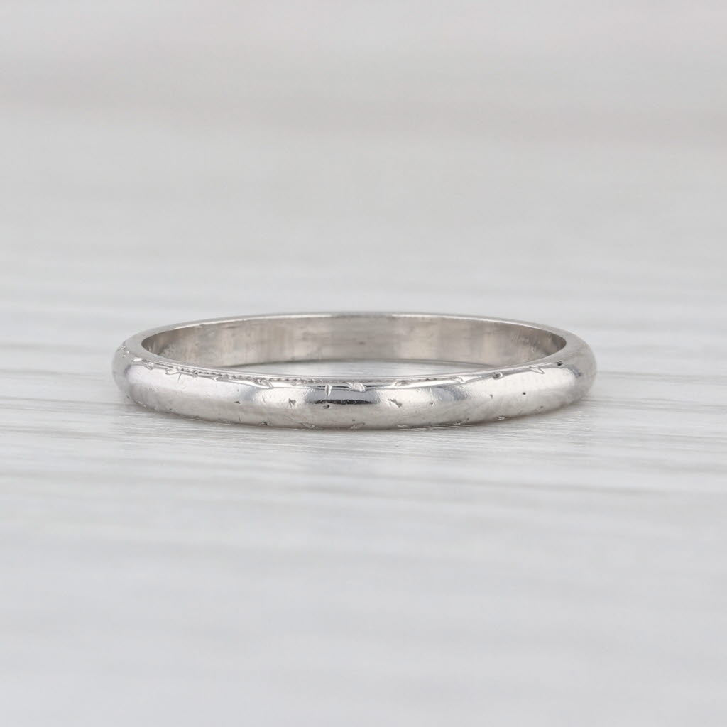 Art Deco Vintage Wedding Band Platinum Stackable Ring Size 4.5
