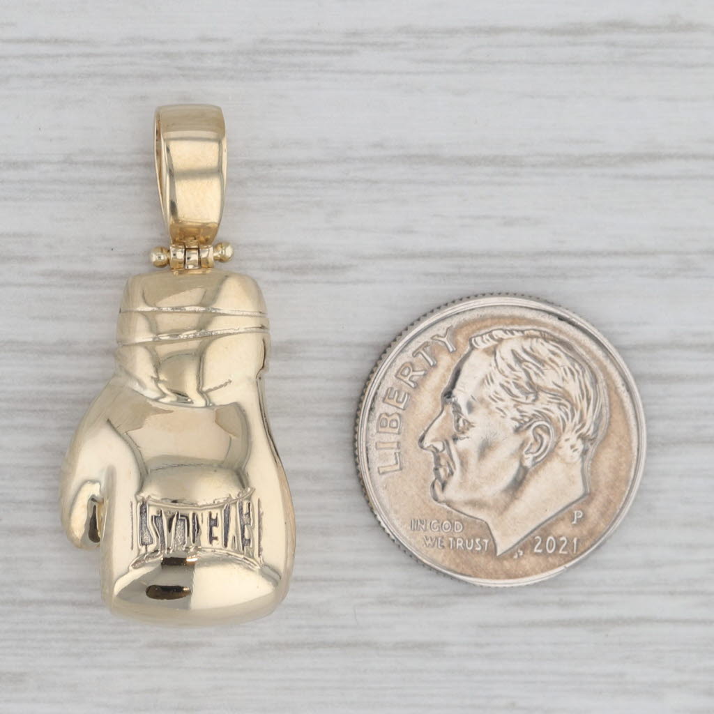 Gray Boxing Glove Pendant 14k Yellow Gold