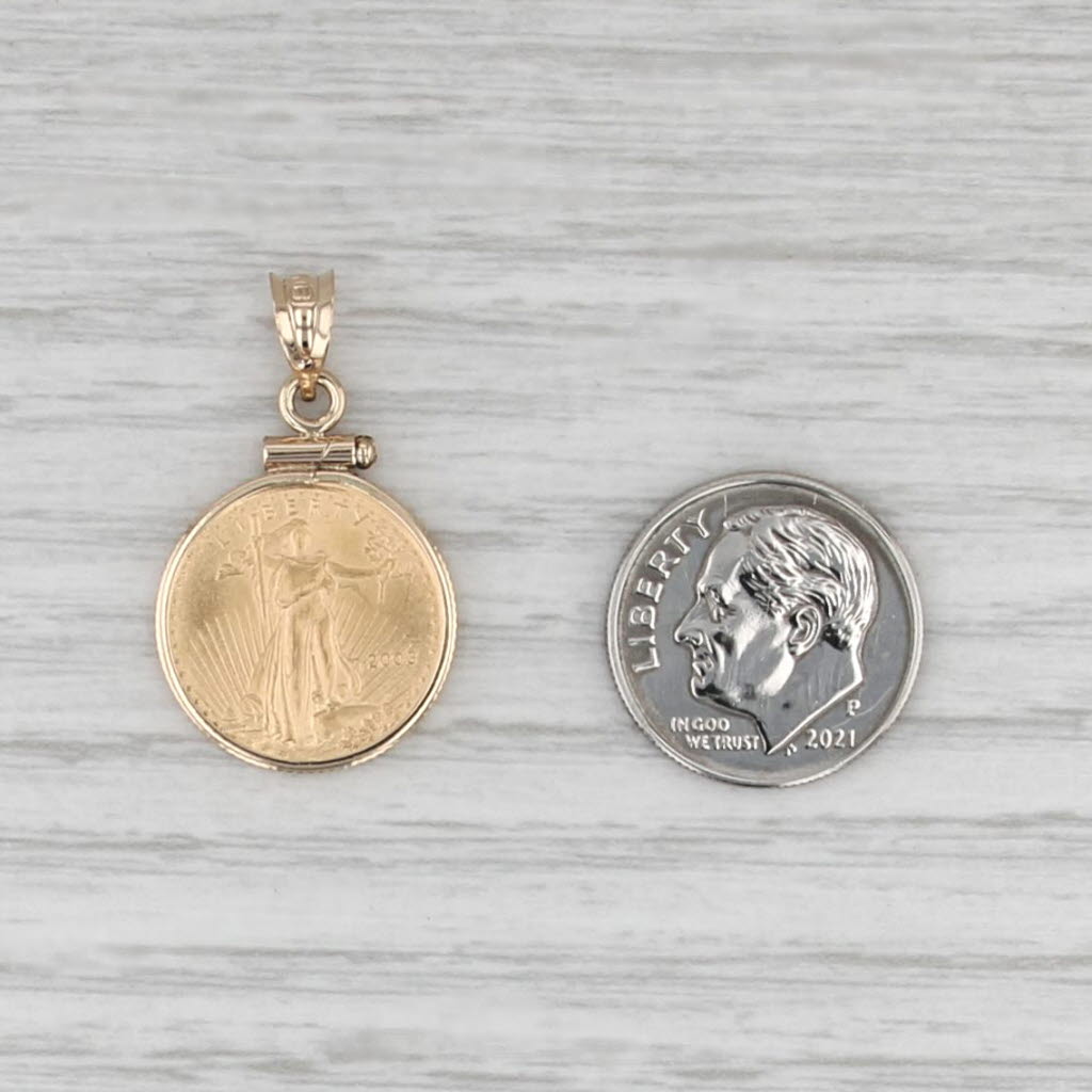 American Gold Eagle Coin Pendant 2003 1/10 oz 14k 22k Walking Liberty