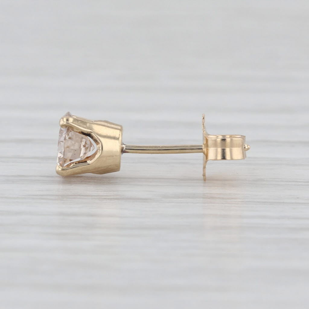 Single Stud Earring 0.36ct Round Diamond Solitaire 14k Yellow Gold