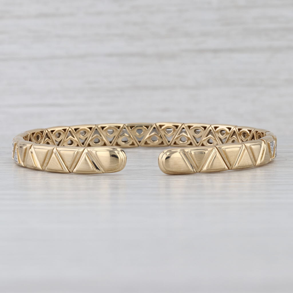 Marina B Triangolini 0.60ctw Diamond Bangle Cuff Bracelet 18k Gold Flexible