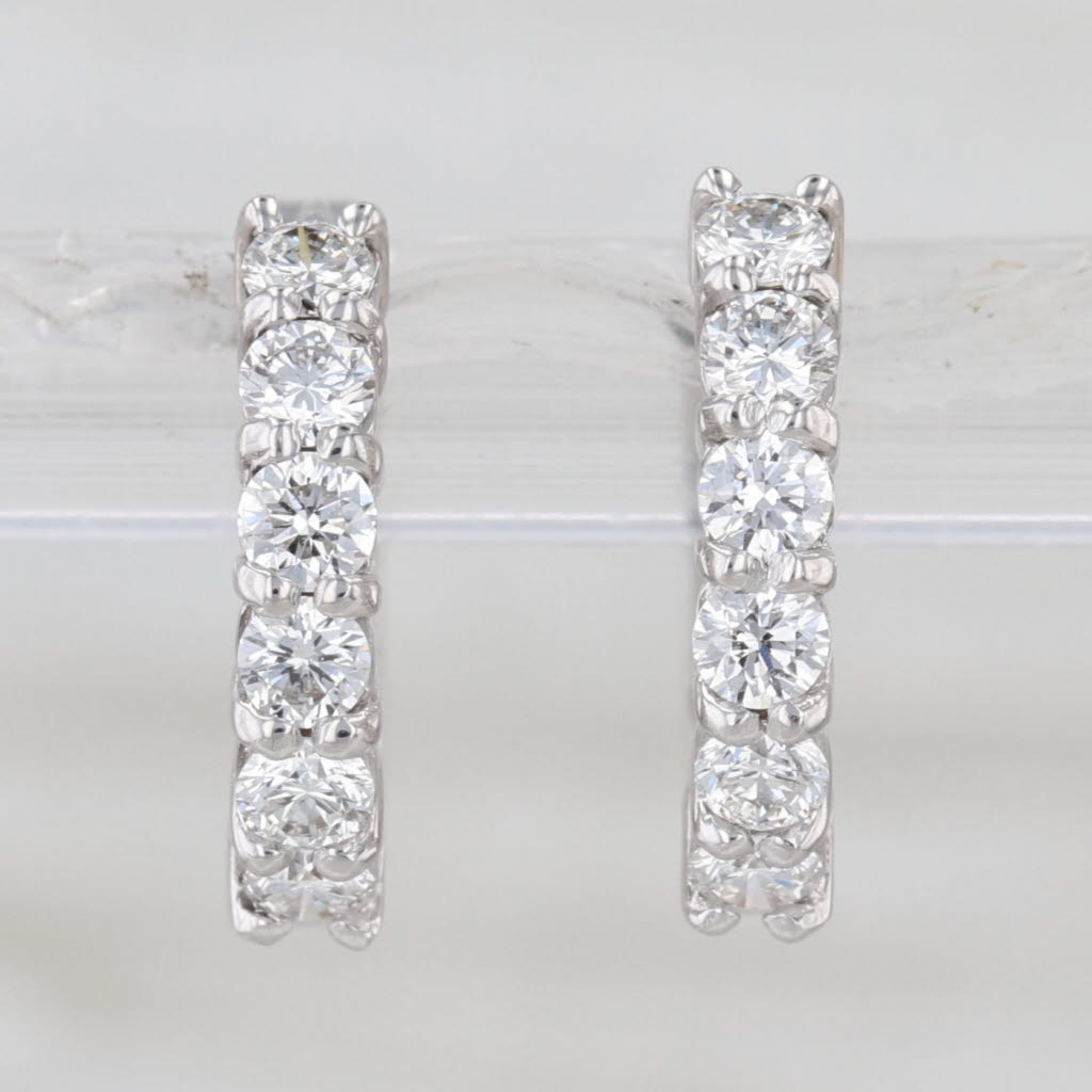 Roberto Coin 0.70ctw Diamond Hoop Huggie Earrings 18k White Gold Round Hoops