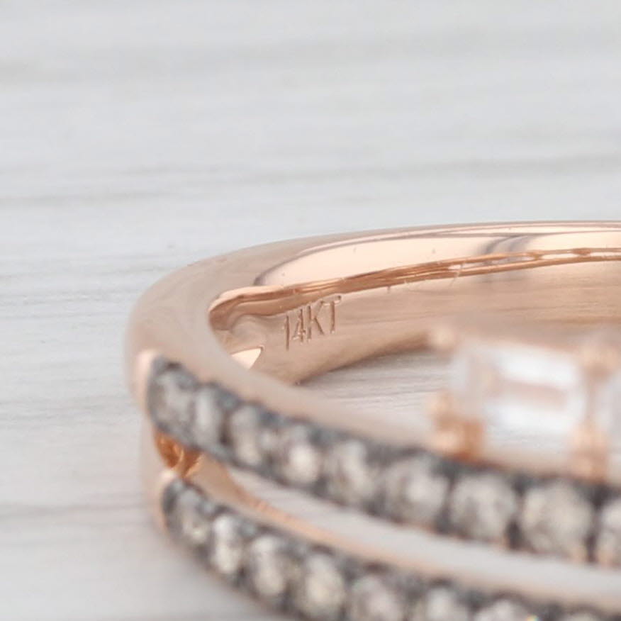 Light Gray Le Vian 0.45ctw Diamond Bypass Ring 14k Rose Gold Sz 7.5 Champagne White