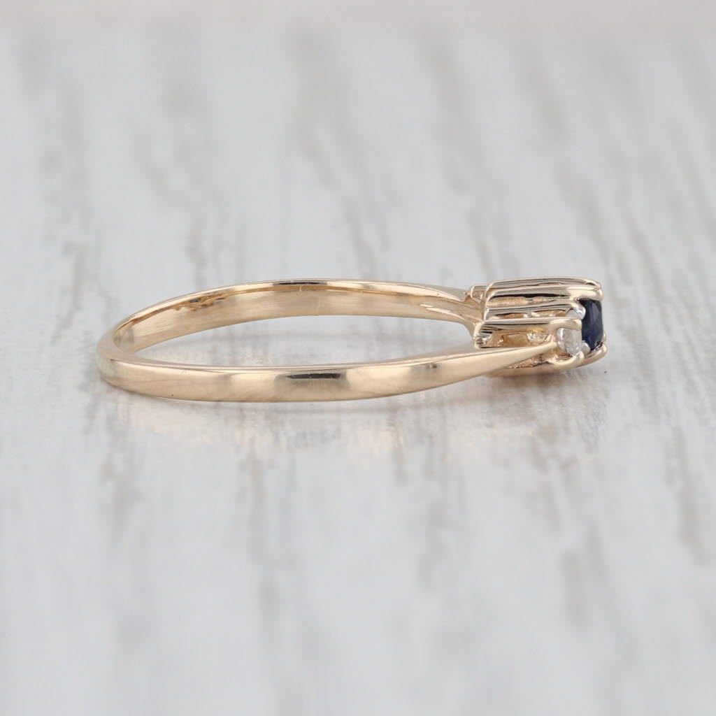 0.11ctw Blue Sapphire Diamond Ring 14k Yellow Gold Size 5.75