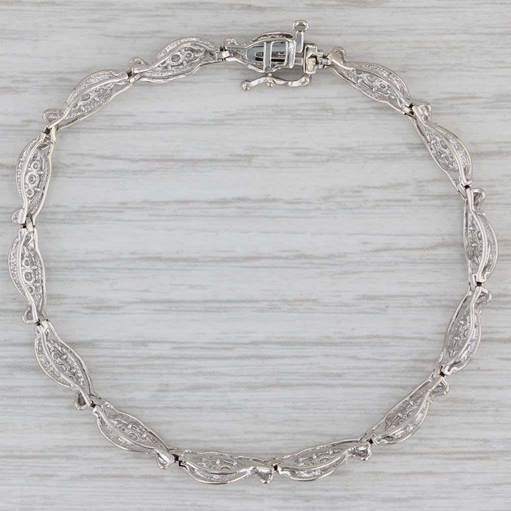 Gray 0.85ctw Diamond Bracelet 10k White Gold 7" 5mm