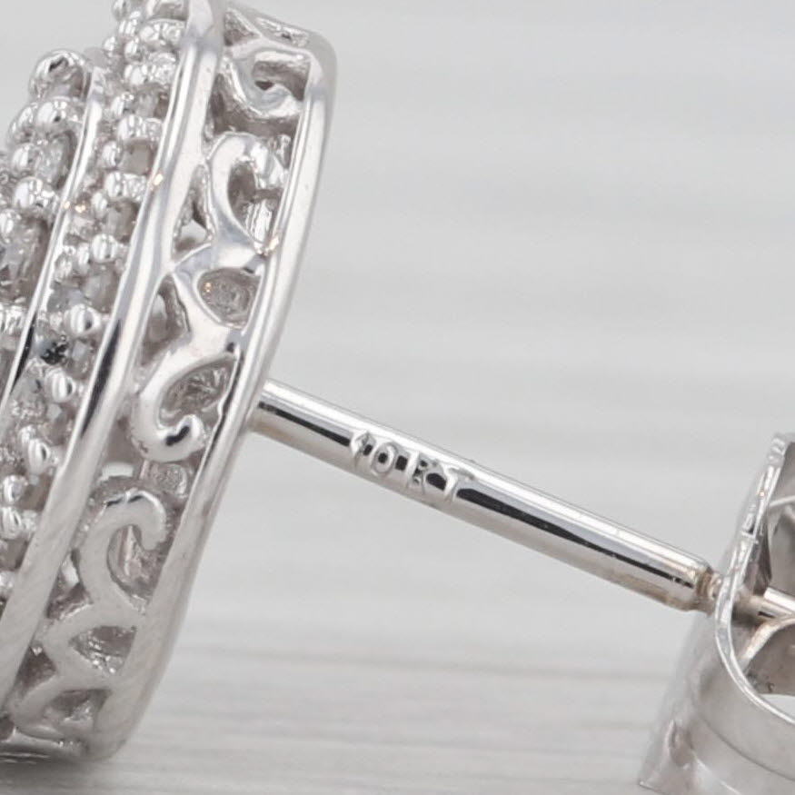 Light Gray 0.50ctw Diamond Halo Stud Earrings 10k White Gold