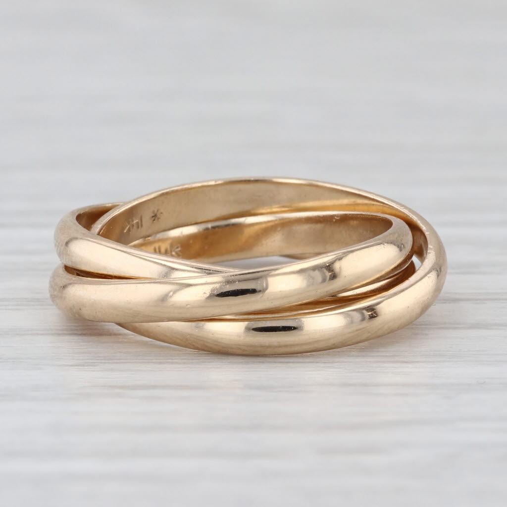 3 Interlocking Bands Puzzle Rolling Ring 14k Yellow Gold