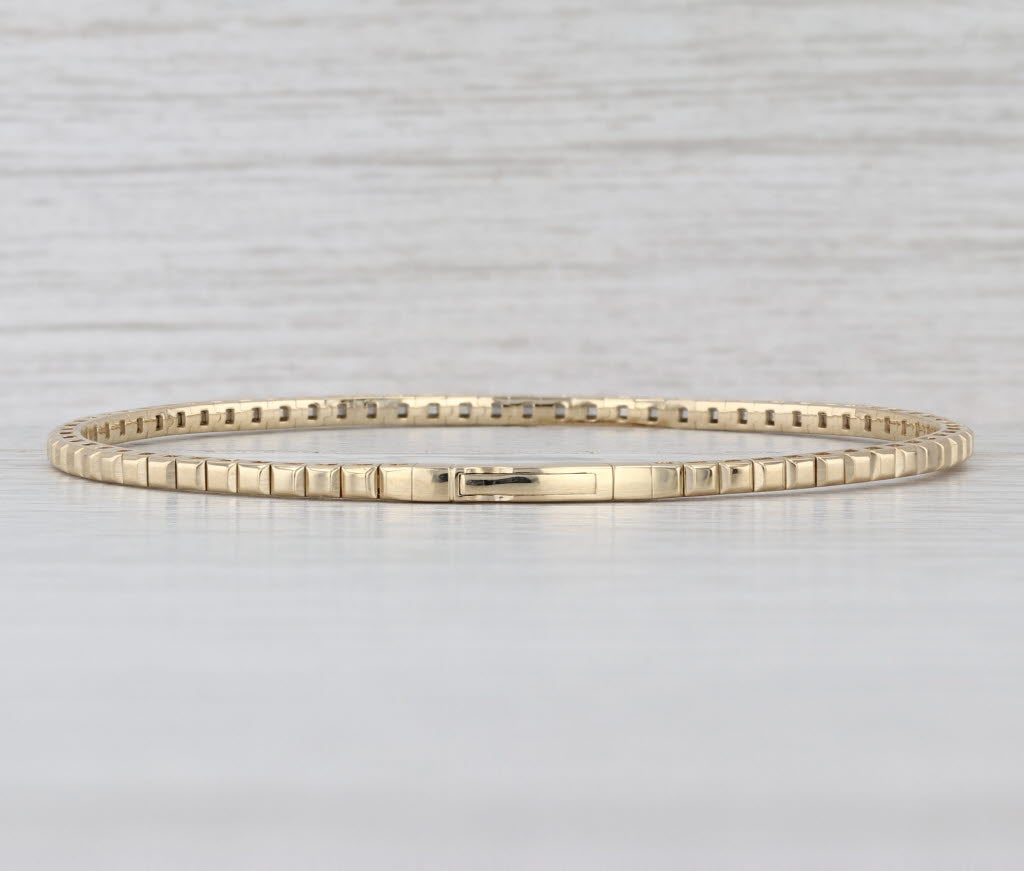 New Beveled Flexible Bangle Bracelet 6.75" 14k Yellow Gold