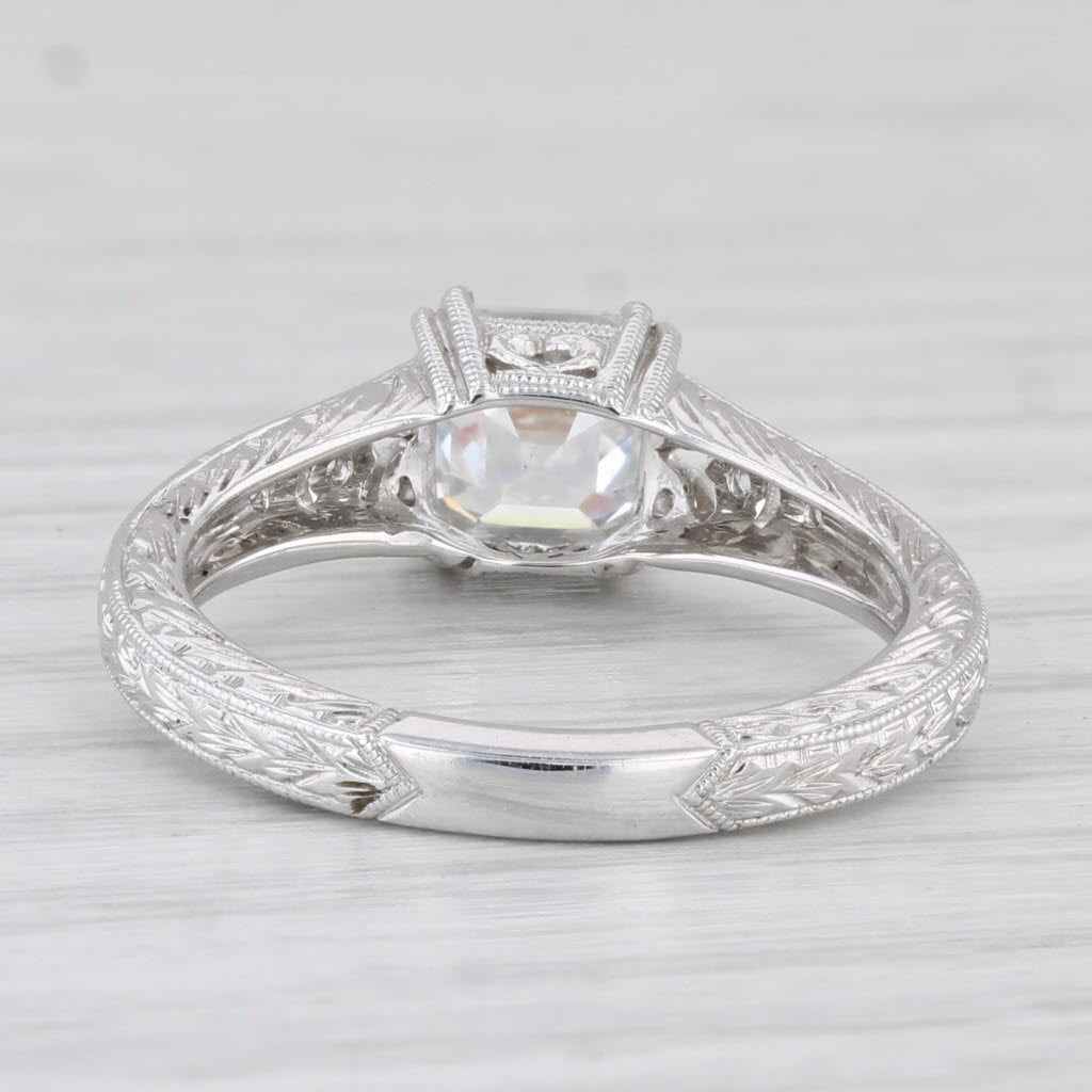 Light Gray New Beverley K Asscher Semi Mount Diamond Ring 14k White Gold Size 6.75 Hearts