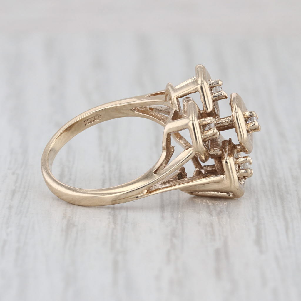 0.16ctw Diamond Cluster Ring 10k Yellow Gold Cocktail Size 6.5