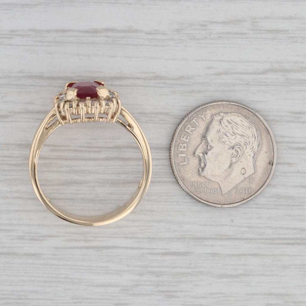 Gray 2.10ctw Ruby Diamond Halo Ring 14k Yellow Gold Size 7.25 Engagement