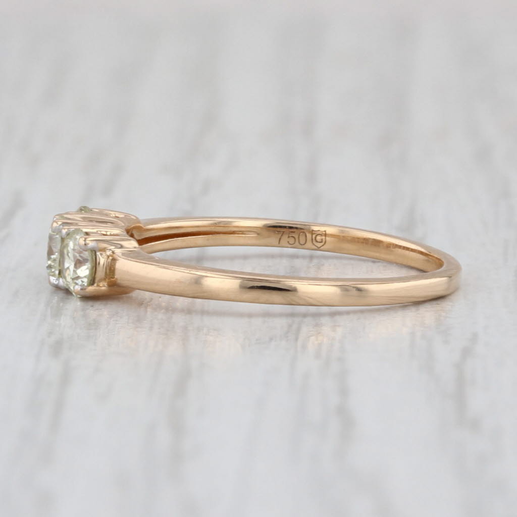 0.48ctw Yellow Diamond 3-Stone Ring 18k Yellow Gold Engagement Size 6.25