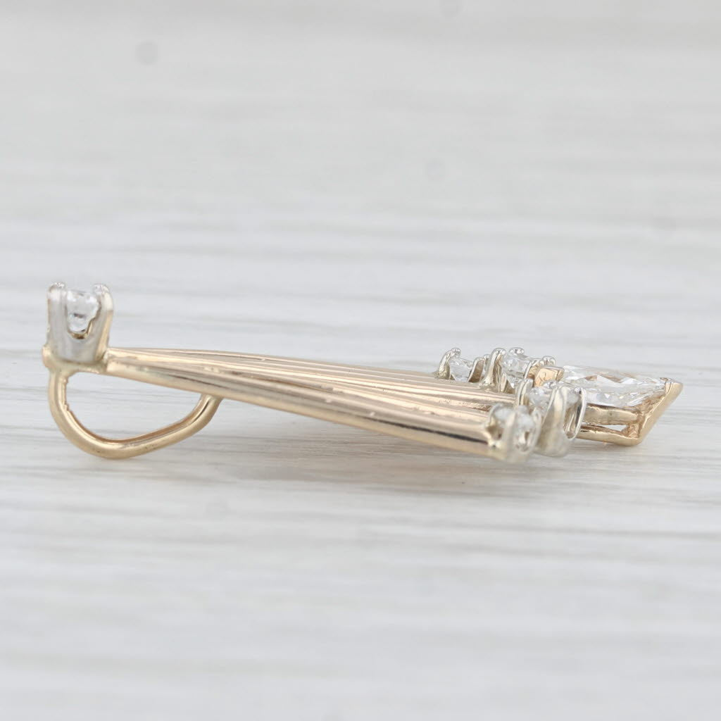 Light Gray 0.41ctw Diamond Fan Drop Pendant 10k Yellow Gold
